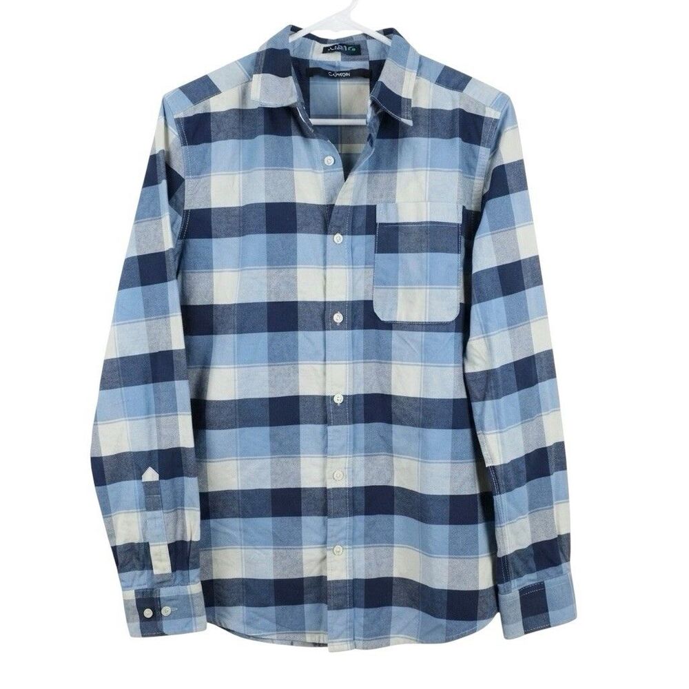 Carbon Mens Button Up Shirt Small Cotton Plaid Fall Winter Classic Fit Preppy